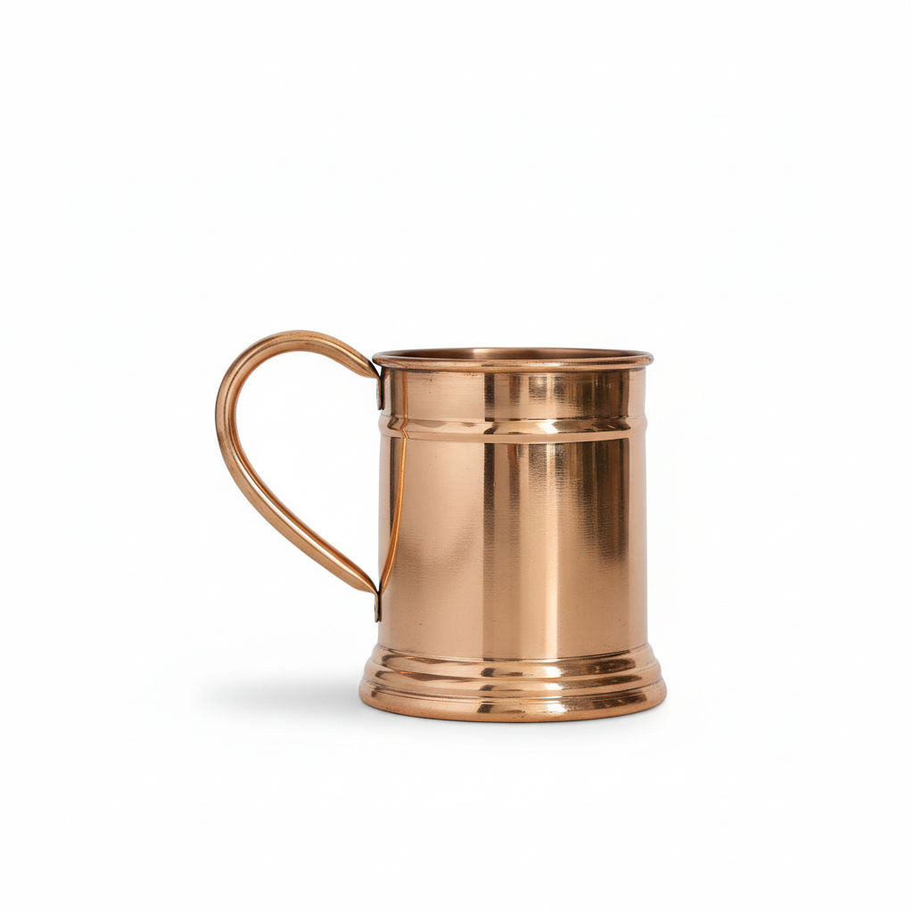 Pure copper handmade mirror line design moscow mule beer mug with copper handle, drinkware, barware, 1, 600 ML